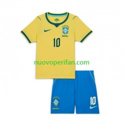 Maglie da Calcio Brasile Neymar JR 10 Bambino Prima Tenuta Mondiali 2026 Maniche Corte