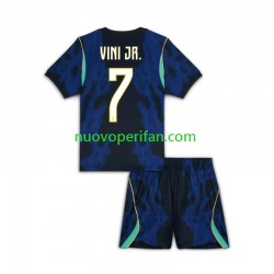 Maglie da Calcio Brasile Vinicius Junior 7 Bambino Trasferta Tenuta Mondiali 2026 Maniche Corte