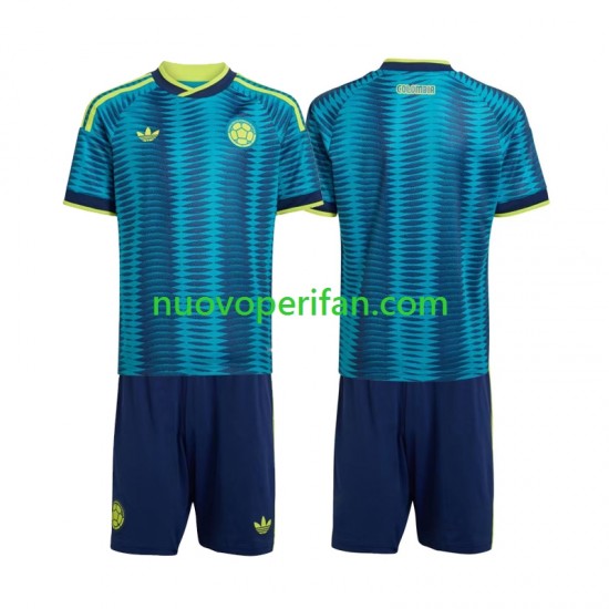 Maglie da Calcio Colombia Bambino Trasferta Tenuta Mondiali 2026 Maniche Corte