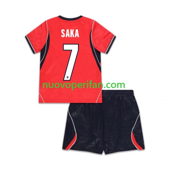 Maglie da Calcio Inghilterra Bukayo Saka 7 Bambino Trasferta Tenuta Mondiali 2026 Maniche Corte