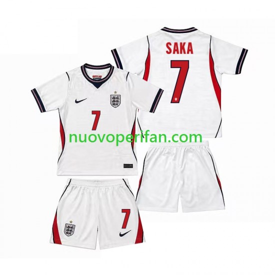 Maglie da Calcio Inghilterra Bukayo Saka 7 Bambino Prima Tenuta Mondiali 2026 Maniche Corte