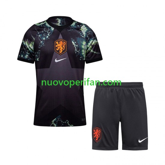 Maglie da Calcio Paesi Bassi Portiere Bambino Trasferta Tenuta Mondiali 2026 Maniche Corte