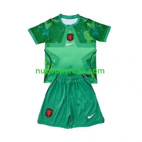 Maglie da Calcio Paesi Bassi Portiere Bambino Alternativa Tenuta Mondiali 2026 Maniche Corte