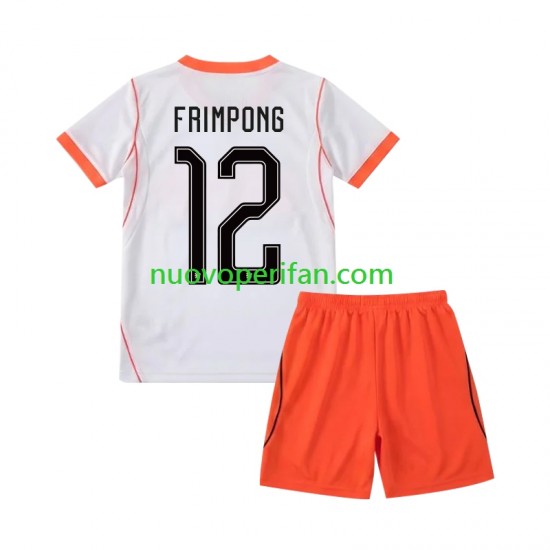 Maglie da Calcio Paesi Bassi Jeremie Frimpong 12 Bambino Trasferta Tenuta Mondiali 2026 Maniche Corte