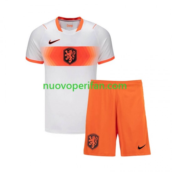 Maglie da Calcio Paesi Bassi Bambino Trasferta Tenuta Mondiali 2026 Maniche Corte