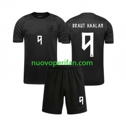 Maglie da Calcio Norvegia Braut Haaland 9 Bambino Trasferta Tenuta Mondiali 2026 Maniche Corte
