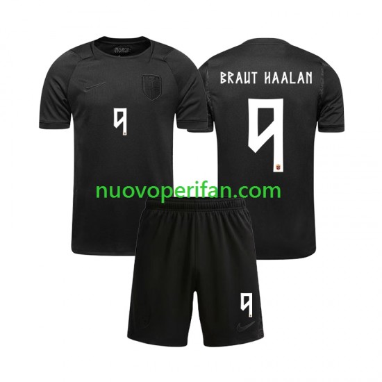 Maglie da Calcio Norvegia Braut Haaland 9 Bambino Trasferta Tenuta Mondiali 2026 Maniche Corte