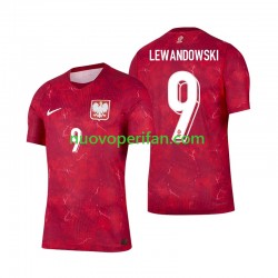 Maglie da Calcio Polonia Robert Lewandowski 9 Uomo Trasferta Tenuta 2026 Maniche Corte