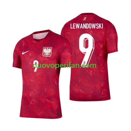 Maglie da Calcio Polonia Robert Lewandowski 9 Uomo Trasferta Tenuta 2026 Maniche Corte