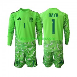 Maglie da Calcio Spagna David Raya 1 6th Green color Portiere Bambino Mondiali 2026 Maniche Lunghe