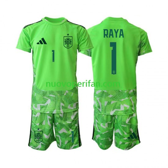 Maglie da Calcio Spagna David Raya 1 6th Green color Portiere Bambino Mondiali 2026 Maniche Corte