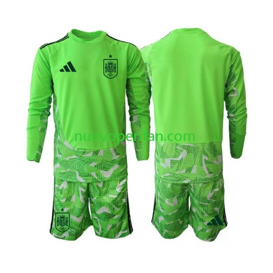 Maglie da Calcio Spagna 6th Green color Portiere Bambino Mondiali 2026 Maniche Lunghe