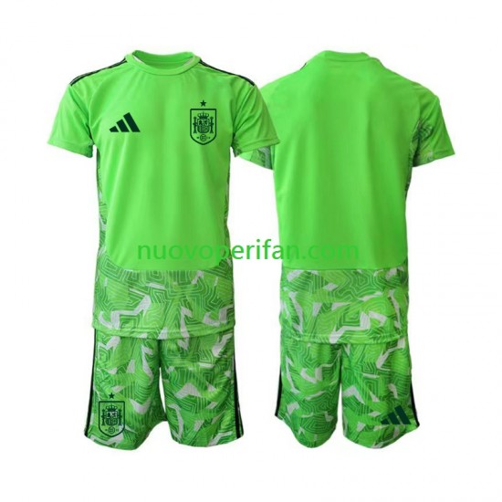 Maglie da Calcio Spagna 6th Green color Portiere Bambino Mondiali 2026 Maniche Corte