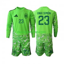 Maglie da Calcio Spagna Unai Simon 23 6th Green color Portiere Bambino Mondiali 2026 Maniche Lunghe