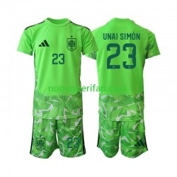 Maglie da Calcio Spagna Unai Simon 23 6th Green color Portiere Bambino Mondiali 2026 Maniche Corte