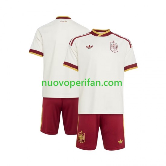 Maglie da Calcio Spagna Bambino Trasferta Tenuta Mondiali 2026 Maniche Corte