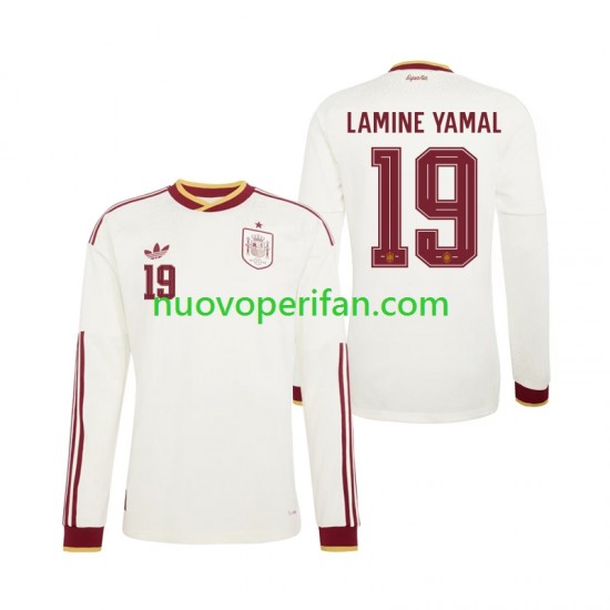 Maglie da Calcio Spagna Lamine Yamal 19 Uomo Trasferta Tenuta Mondiali 2026 Maniche Lunghe