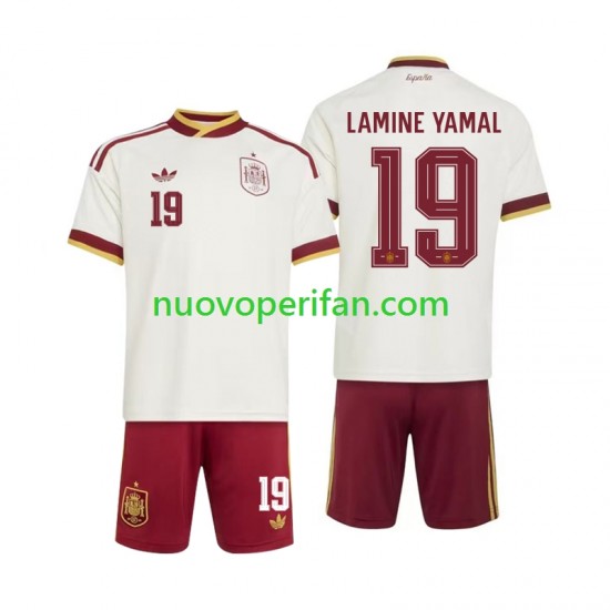 Maglie da Calcio Spagna Lamine Yamal 19 Bambino Trasferta Tenuta Mondiali 2026 Maniche Corte