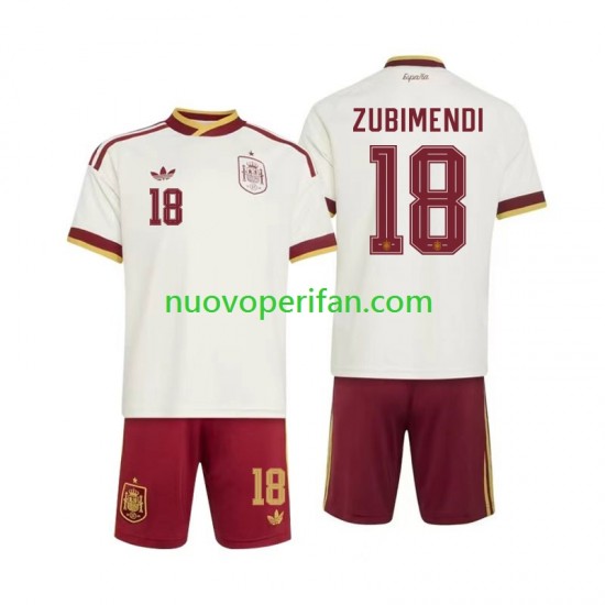 Maglie da Calcio Spagna Martin Zubimendi 18 Bambino Trasferta Tenuta Mondiali 2026 Maniche Corte