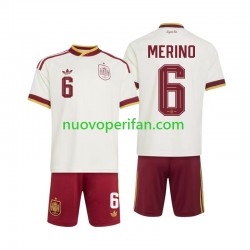 Maglie da Calcio Spagna Mikel Merino 6 Bambino Trasferta Tenuta Mondiali 2026 Maniche Corte