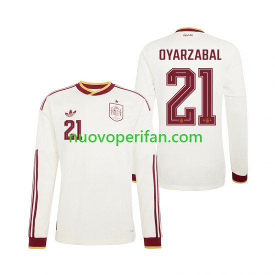 Maglie da Calcio Spagna Mikel Oyarzabal 21 Uomo Trasferta Tenuta Mondiali 2026 Maniche Lunghe