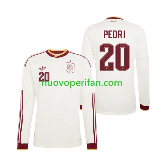 Maglie da Calcio Spagna Pedri 20 Uomo Trasferta Tenuta Mondiali 2026 Maniche Lunghe