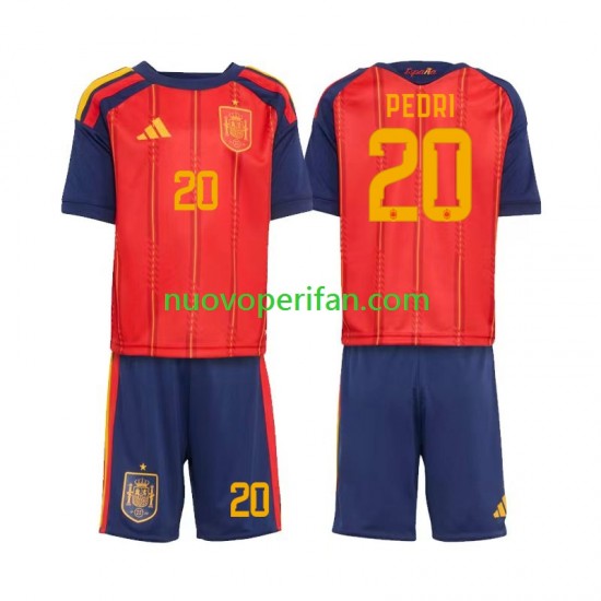 Maglie da Calcio Spagna Pedri 20 Bambino Prima Tenuta Mondiali 2026 Maniche Corte