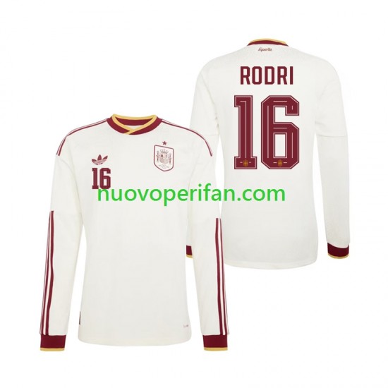 Maglie da Calcio Spagna Rodri 16 Uomo Trasferta Tenuta Mondiali 2026 Maniche Lunghe