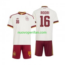 Maglie da Calcio Spagna Rodri 16 Bambino Trasferta Tenuta Mondiali 2026 Maniche Corte