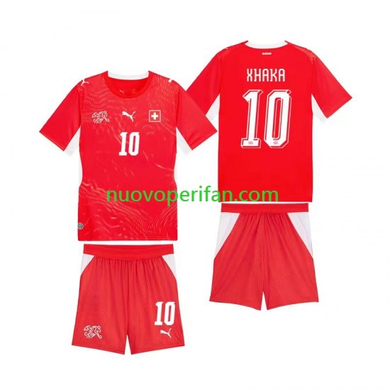 Maglie da Calcio Svizzera Granit Xhaka 10 Bambino Prima Tenuta Mondiali 2026 Maniche Corte