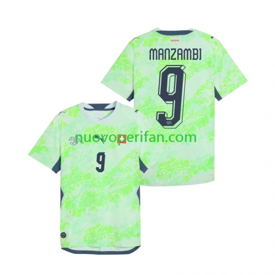 Maglie da Calcio Svizzera Johan Manzambi 9 Uomo Trasferta Tenuta Mondiali 2026 Maniche Corte