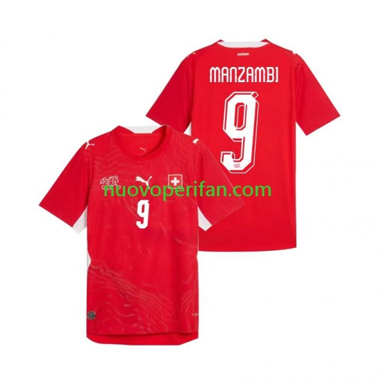 Maglie da Calcio Svizzera Johan Manzambi 9 Uomo Prima Tenuta Mondiali 2026 Maniche Corte