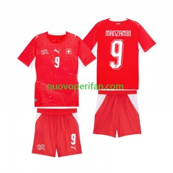 Maglie da Calcio Svizzera Johan Manzambi 9 Bambino Prima Tenuta Mondiali 2026 Maniche Corte