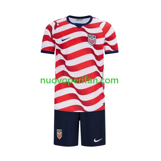Maglie da Calcio Stati Uniti Bambino Prima Tenuta Mondiali 2026 Maniche Corte