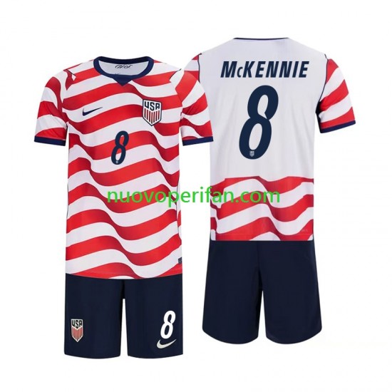Maglie da Calcio Stati Uniti Weston McKennie 8 Bambino Prima Tenuta Mondiali 2026 Maniche Corte