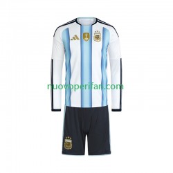 Maglie da Calcio Argentina Bambino Prima Tenuta Mondiali 2026 Maniche Lunghe