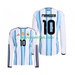 Maglie da Calcio Argentina Maradona 10 Uomo Prima Tenuta Mondiali 2026 Maniche Lunghe