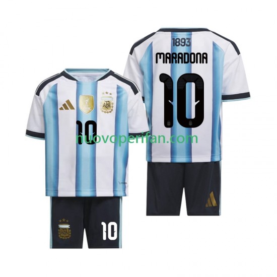 Maglie da Calcio Argentina Maradona 10 Bambino Prima Tenuta Mondiali 2026 Maniche Corte