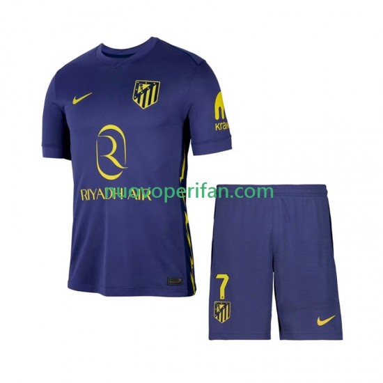 Maglie da Calcio Atlético Madrid Antoine Griezmann 7 Bambino Trasferta Tenuta 2025-2026 Maniche Corte