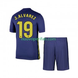Maglie da Calcio Atlético Madrid Julian Alvarez 19 Bambino Trasferta Tenuta 2025-2026 Maniche Corte