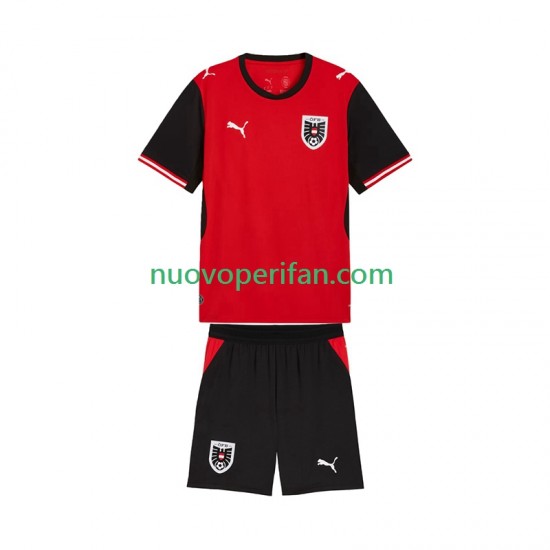 Maglie da Calcio Austria Bambino Prima Tenuta Mondiali 2026 Maniche Corte