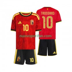 Maglie da Calcio Belgio Leandro Trossard 10 Bambino Prima Tenuta Mondiali 2026 Maniche Corte