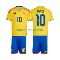 Maglie da Calcio Colombia James Rodriguez 10 Bambino Prima Tenuta Mondiali 2026 Maniche Corte