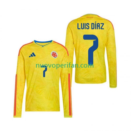 Maglie da Calcio Colombia Luis Diaz 7 Uomo Prima Tenuta Mondiali 2026 Maniche Lunghe
