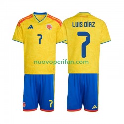 Maglie da Calcio Colombia Luis Diaz 7 Bambino Prima Tenuta Mondiali 2026 Maniche Corte