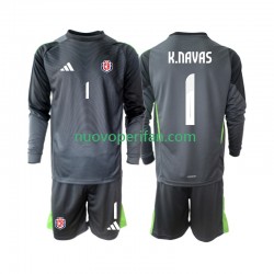 Maglie da Calcio Costa Rica Keylor Navas 1 Portiere Bambino Trasferta Tenuta 2025 Maniche Lunghe