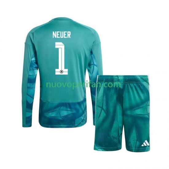 Maglie da Calcio Germania Manuel Neuer 1 Portiere Bambino Prima Tenuta Mondiali 2026 Maniche Lunghe