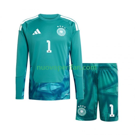 Maglie da Calcio Germania Manuel Neuer 1 Portiere Bambino Prima Tenuta Mondiali 2026 Maniche Lunghe