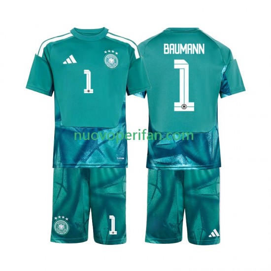 Maglie da Calcio Germania Oliver Baumann 1 Portiere Bambino Prima Tenuta Mondiali 2026 Maniche Corte