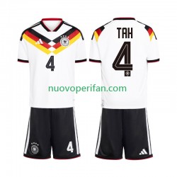 Maglie da Calcio Germania Jonathan Tah 4 Bambino Prima Tenuta Mondiali 2026 Maniche Corte